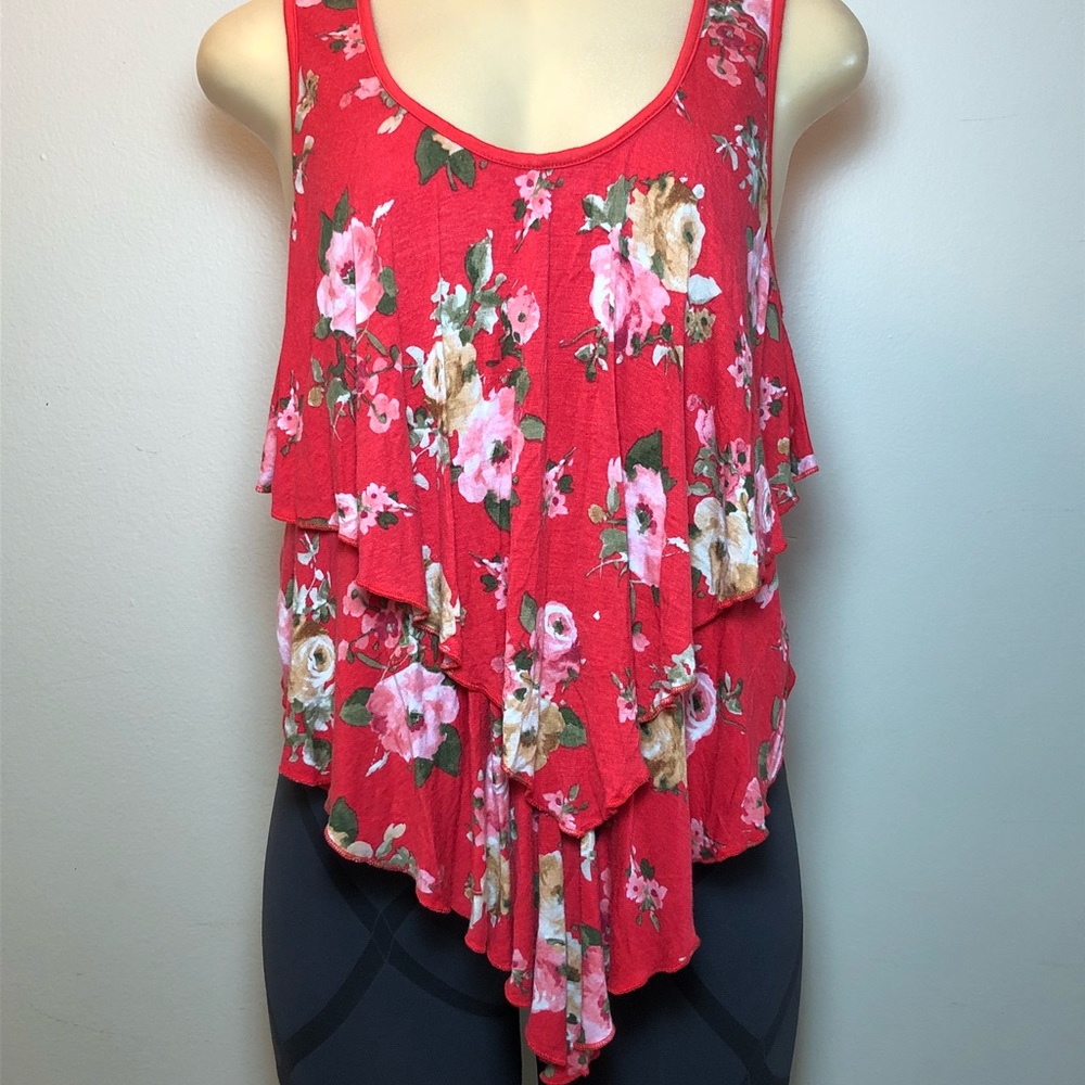 Red flower tank top